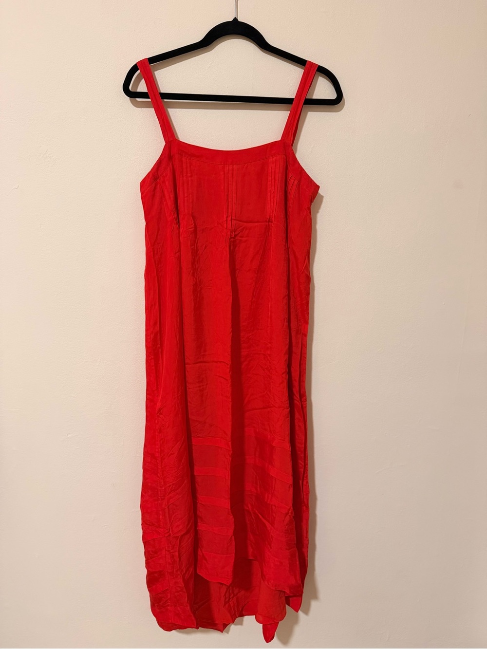 J. Crew Red Pintuck Swing Dress